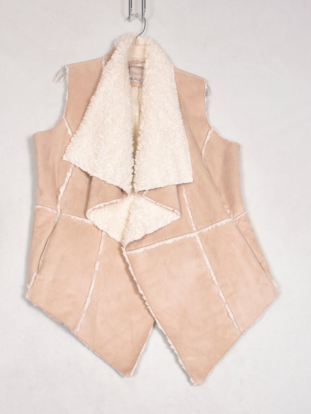 Nuage Faux Suede Sherpa Lined Vest Size Small